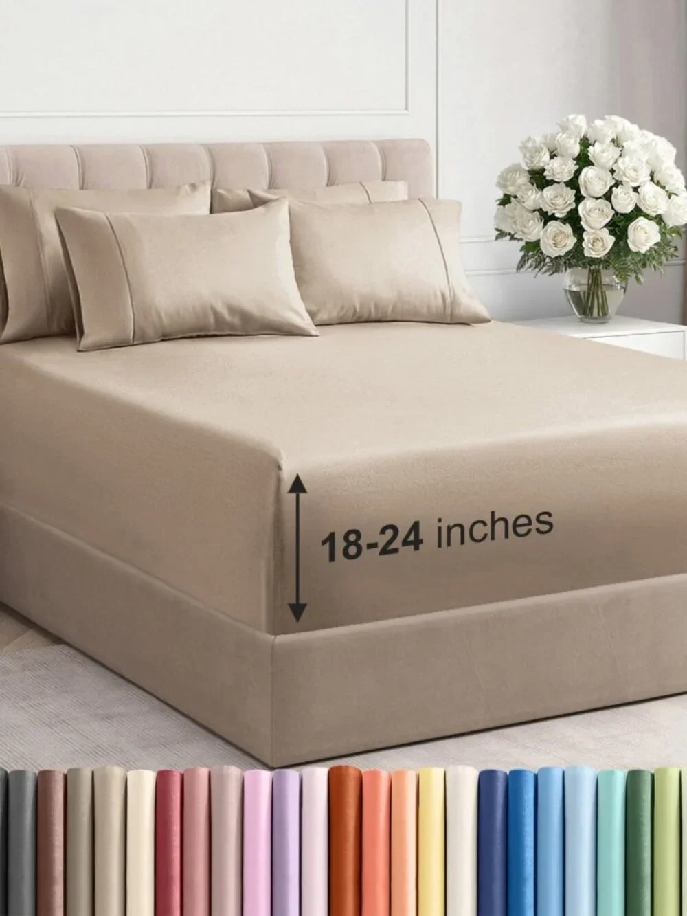 Cooling Extra Deep Queen Sheet Set - 6 Piece Breathable Soft Bedding - Cream